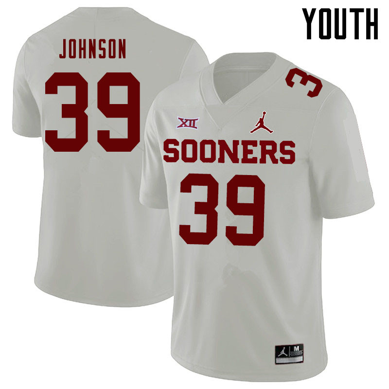 Jordan Brand Youth #39 Stephen Johnson Oklahoma Sooners College Football Jerseys Sale-White